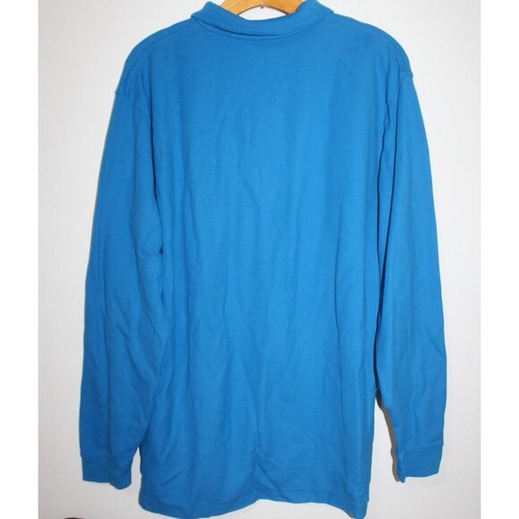 LL Bean Mens Blue Long Sleeve Cotton Polo Shirt L - Picture 4 of 5
